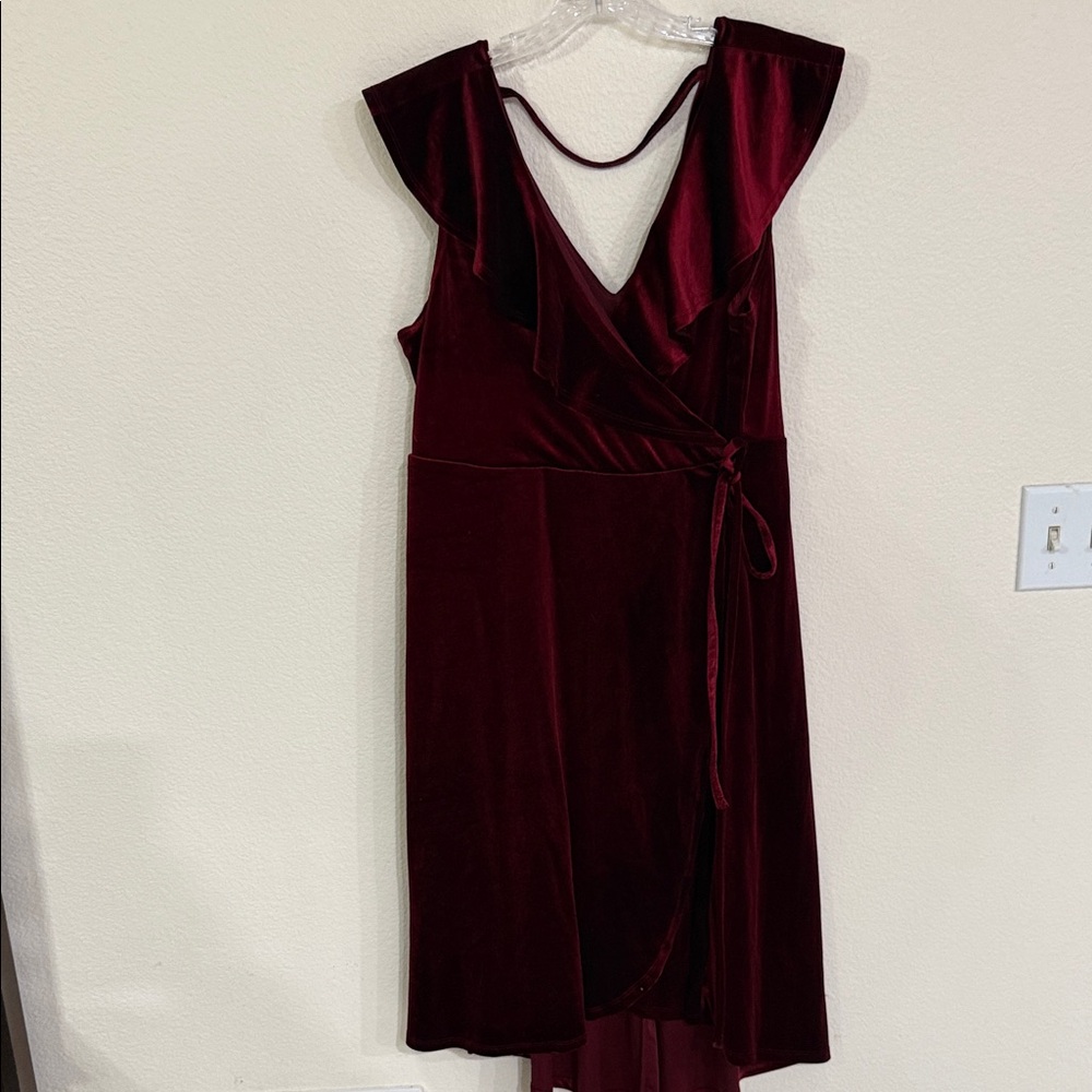 Torrid Burgundy Velvet High Low Dress EUC